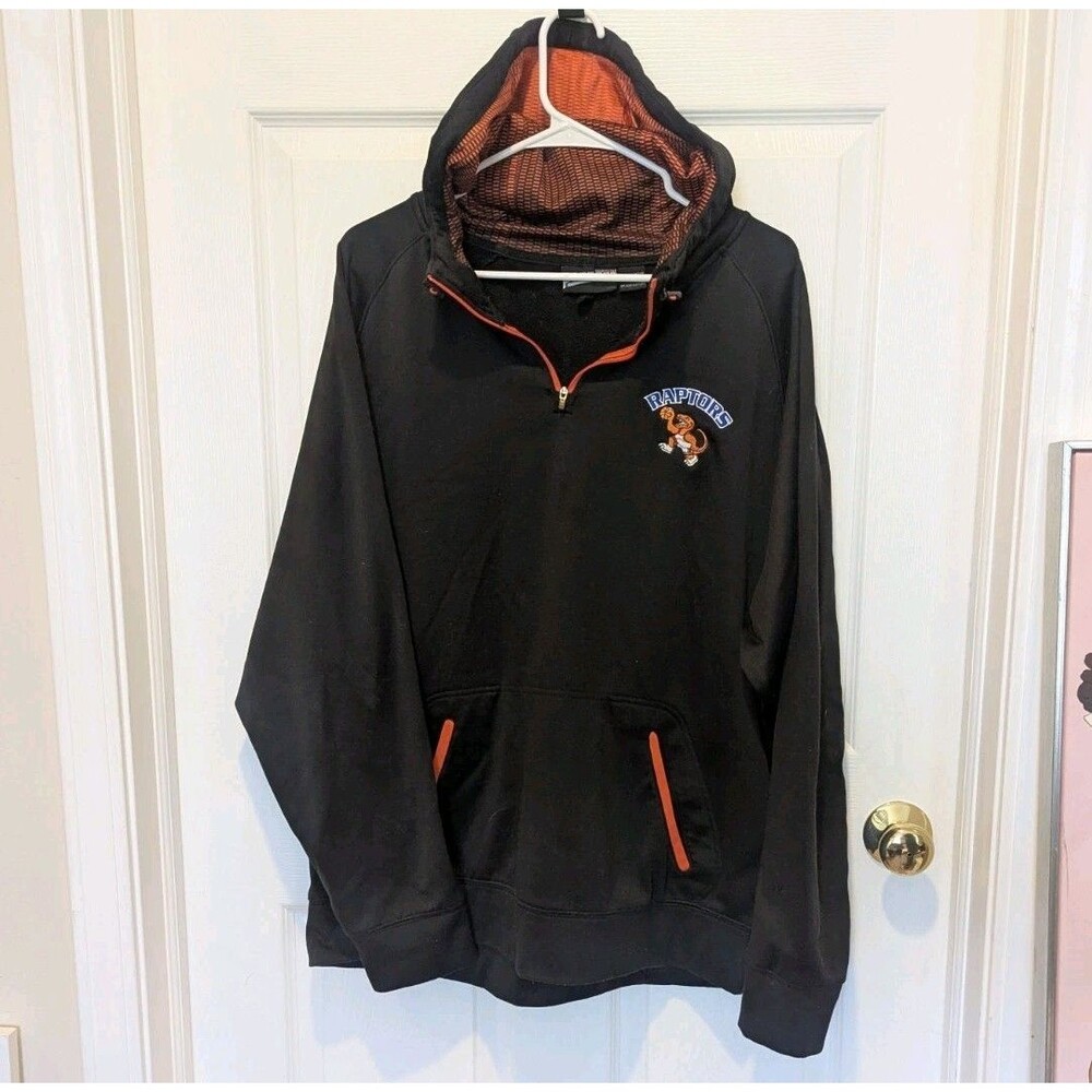 Black Toronto Raptors Half Zip Pullover‎ Hoodie NBA Team Memorabilia Size XL